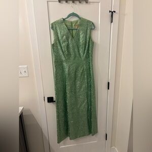 Vintage Green Tinsel Maxi Dress
